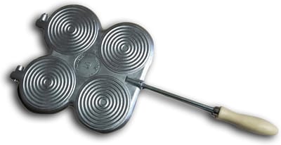 Bakijzer - Apparaat - Koekjes Bakken - Voor 4 personen - D. 108 mm - Zilver/zwart