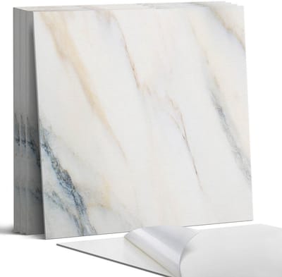 Coloray Wandpanelen Zelfklevend - Elegant marmerpatroon Zelfklevende Wandpanelen - 50 cm x 50 cm - Wit Wandpaneel PVC - 5 stuks - Texturen Wandpanelen Zelfklevend - Wandpaneel Keuken - Wandpanelen Badkamer