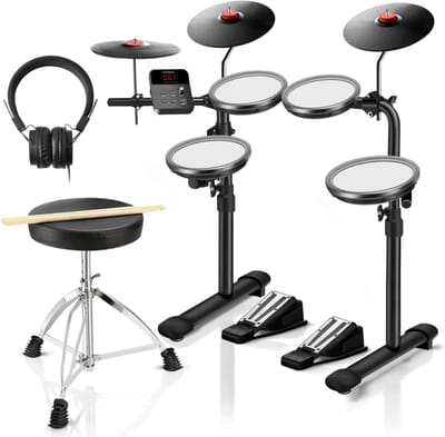 Ploutos® Elektrisch Drumstel - Inclusief Drumstokken - Compact Design - Zwart - 65cm x 51cm x 22cm