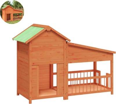 Hondenhok - Buiten - Bench - Ren - Weerbestendig - Kennel - Rek - Bruin