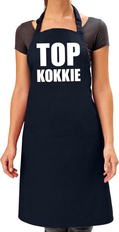 Top kokkie barbeque schort / keukenschort navy blauw voor dames - bbq schorten