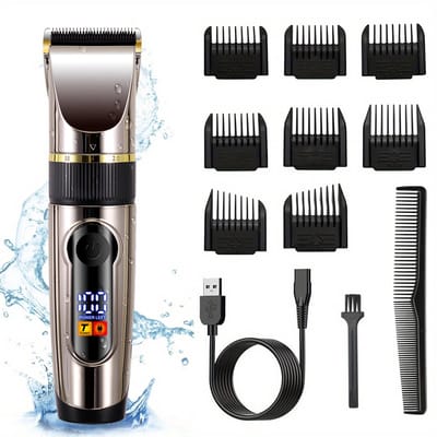 HATTEKER Tondeuse – Haartrimmer en Baardtrimmer – Keramische Messen – LED Display – Zwart