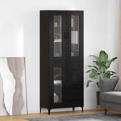 vidaXL - Highboard - Zwart - Eiken - 69,5 - x - 34 - x - 180 - cm - Bewerkt - hout