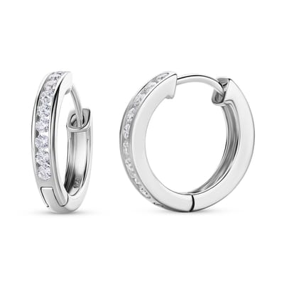 Miore Pure Oorbellen Dames - Zilver - Met Zirkonen - Hypoallergene Oorringen - 16 mm