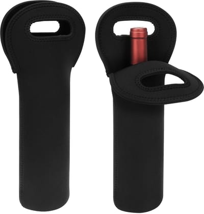 Dailygoods- Wijnfleshouder Geïsoleerd - Draagtas voor 1 Fles - Lichtgewicht Neopreen - Handgreep - Opvouwbaar - Geschikt voor 750 ml - Koeltas
