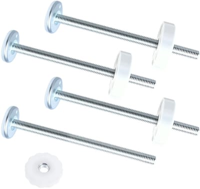 Dailygoods- Drukschroeven 4-delige set - Veiligheidsfixatie - Draadspindelstangen - Klemschroeven - Corrosiebestendig - M8, wit, duurzaam - Traphek