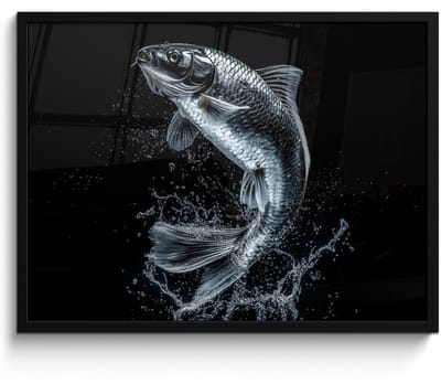 Poster in lijst - Fotolijst 70x50 cm - Posters - Vis - Koi - Zwart - Water - Posterlijst zwart - Decoratie - Wanddecoratie woonkamer - Muurdecoratie slaapkamer