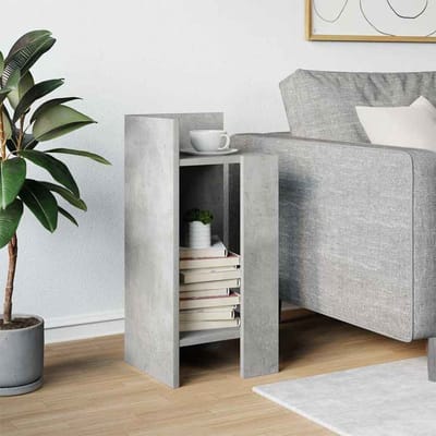 vidaXL - Bijzettafeltje - met - plank - 25,5x27x60 - cm - betongrijs