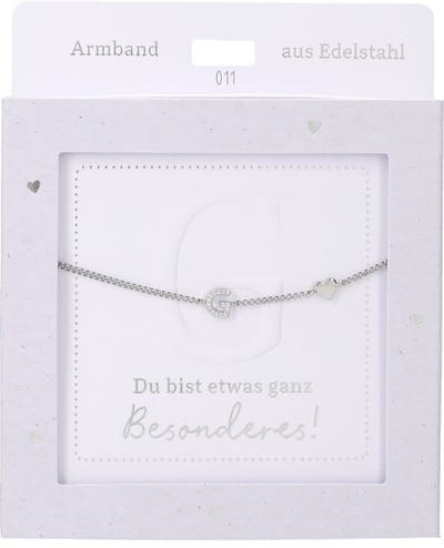 Depesche armband zilver met G-hanger en hartje - vriendschapssieraad.