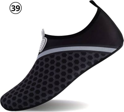 Bovista Waterschoenen Voor Kinderen & Volwassenen - Aqua Shoes - Aquaschoenen - Afzwemschoenen - Zwemles Schoenen - Zwart - Maat 39