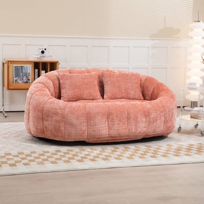 MODENUIT Zitzakbank 150 x 95 cm - Hoge Rugleuning met Armleuningen - Voor Woonkamer en Slaapkamer - Chenille Roze