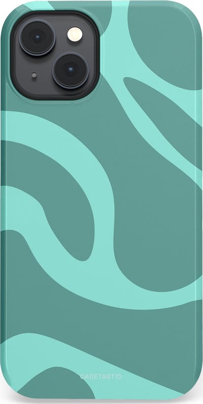 Casetastic Hoesje Geschikt voor Apple iPhone 14 Plus Magsafe - Stijlvolle Beschermende Duo-layer Case - Aqua Golven