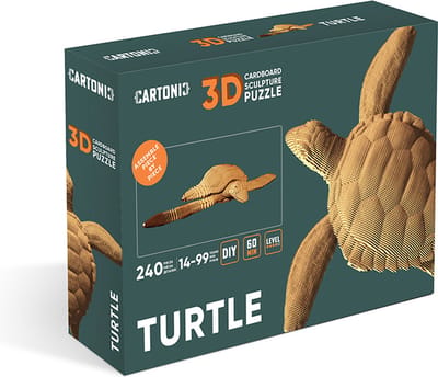 CARTONIC- Turtle- 3D Puzzel-Schildpad- Puzzel-DIY- Creatief- Karton- Kinderen en volwassen- 3D- puzzel-Schildpad