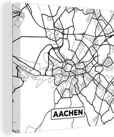 Canvas Schilderij Plattegrond - Kaart - Aachen - Stadskaart - 20x20 cm - Wanddecoratie