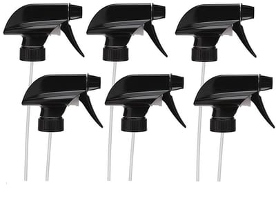 Allecto - 6 Stks Trigger Sproeier - Heavy Duty Vervanging Nozzle - Verstelbaar en Premium - Zwart - Spray Tops - Geschikt voor 8 Oz/16 Oz Boston Ro...