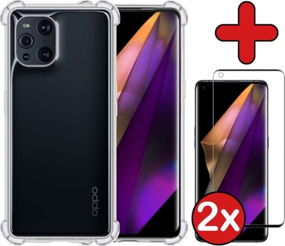 Hoesje - Met Screenprotector - 2 Stuks - Geschikt voor OPPO Find X3 Pro - Sterk & Shockproof - Back Cover - Siliconen Case - Telefoon Hoes - Shock Proof - Telefoonhoes - Transparant