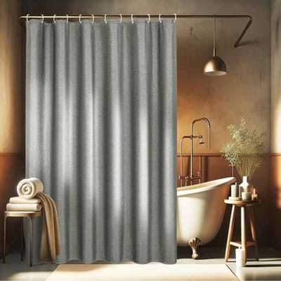 Linnen getextureerd douchegordijn-Polyester waterdicht-Anti-schimmel wasbaar stoffen badgordijn voor de badkamer-180x200cm-met 12 ringen