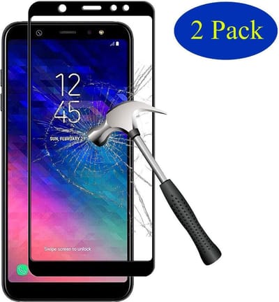 2x Full Cover Screenprotector Geschikt Voor: Samsung Galaxy A6 Plus (2018) Screen protector Glazen Gehard - Volledig Scherm Tempered Glass