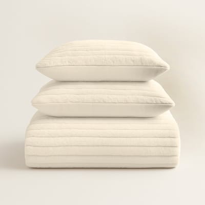 Teddy Dekbedovertrek 140x200/220 – Zacht & Warm – Chunky Rib – 1 Kussensloop 60x70 – Offwhite – Y-NOT