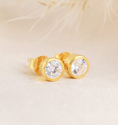 Oorbellen 'Geboortesteen' April - Goud