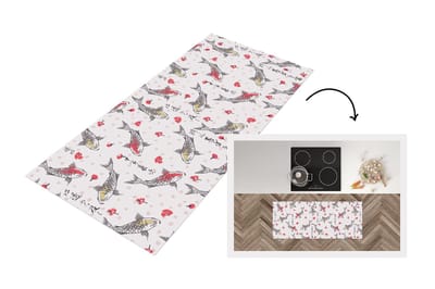 Keukenloper 120x50 cm - Keukenmat vinyl Vis - Koi - Bloemen - Patronen - Keukenmatten loper - Keuken vloerkleed tapijt