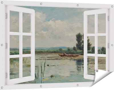 Gards Tuinposter Doorkijk Plas bij Loosdrecht - Willem Roelofs - 120x80 cm - Tuindoek - Tuindecoratie - Wanddecoratie buiten - Tuinschilderij