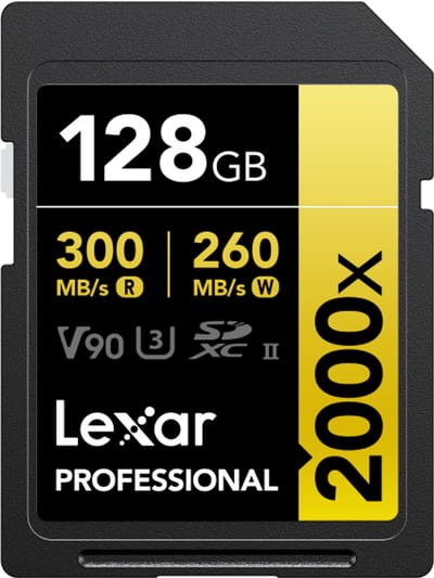 Lexar SD Pro Gold Series UHS-II 2000x 128GB - Lezen 300MB/s, Schrijven 260MB/s - V90