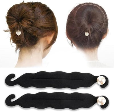 Haarknot maker - Haarstyling tool - Snelle kapsels - Inclusief sponsclips - 2 stuks - Zwart