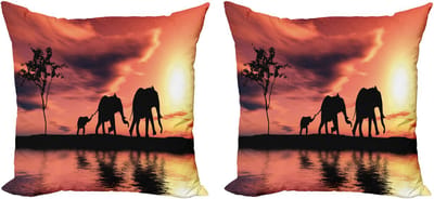 ABAKUHAUS Afrika Decoratieve Kussenhoes, Set van 2, Modern Accent Dubbelzijdige Digitale Print, 50x50 cm, Donker Koraal Zeehondbruin