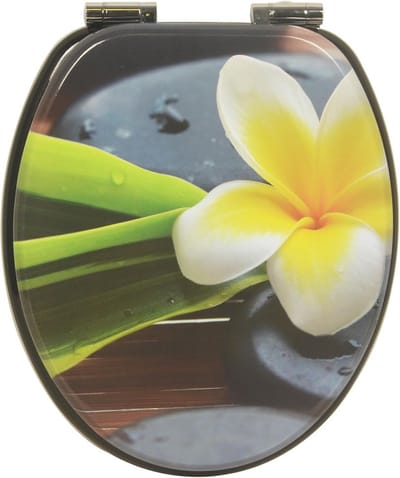 Toiletbril - Toiletdeksel - Badkamer Upgrade - Soft-Close Mechanisme - 37.5 x 43.5 cm - Zwart Bloemenmotief