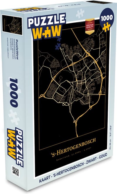 Puzzel Kaart - 's-Hertogenbosch - Zwart - Goud - Legpuzzel - Puzzel 1000 stukjes volwassenen