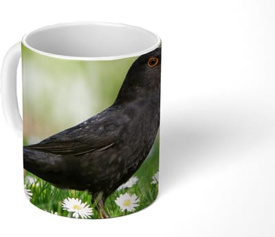 Mok - Koffiemok - Vogel - Merel - Bloemen - Mokken - 350 ML - Beker - Koffiemokken - Theemok