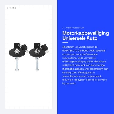 Dailygoods- Motorkapslot Universeel - Aluminium Legering - Veiligheidslatch - Rally Auto's - Inclusief Sloten en Schroeven - Hoogwaardige Duurzaamheid