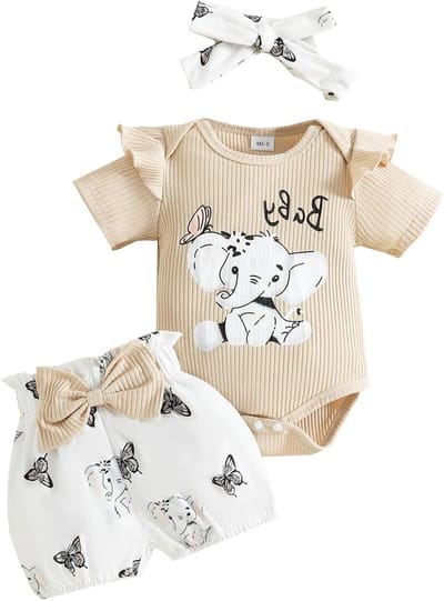 Zomer Set voor Babymeisjes - 3-delige Kledingset met Dierenprint, Rimpel en Hoofdband voor 0-18 Maanden