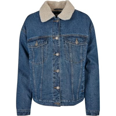 Urban Classics - Oversized Sherpa denim Jacket - XS - Blauw