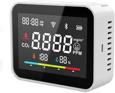Luchtkwaliteit Monitor - CO2 Meter - Binnen Lucht Meten - Realtime LCD Weergave - 10x10x10 mm - Wit