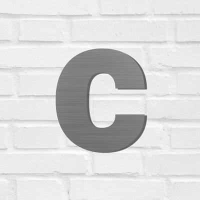 RVS-look Huisnummer - Letter c - 12 cm hoogte (incl. blinde bevestiging) | Naambordje Voordeur | Gratis Verzending