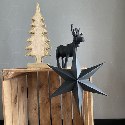 Zwart rendier - polyresin - 19 cm