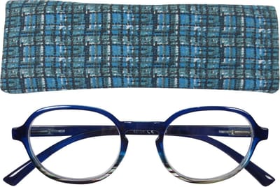 Lilly&June Leesbril Donkerblauw/Doorzichtig Gestreept +1 - Met Bijpassend Etui