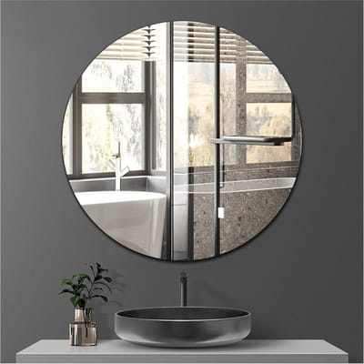Zelfklevende Ronde Spiegel 40 cm - Decoratieve Badkamerspiegel voor Woonkamer, Hal en Kaptafel