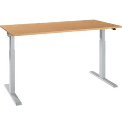 Bureau ERGO-T 2.0 - elektrisch in hoogte verstelbaar - B 1600 x D 800 x H 715-1205 mm - T-voet blank alu - beuken decor - ons merk Schäfer Shop Select