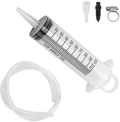 Dailygoods- Rembleed Kit 100ml - Rembleed Set - Motorfiets/Hydraulische Remmen - 50cm Slang - Herbruikbaar - Inclusief Clip - Remvloeistofset