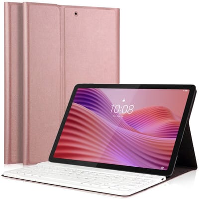 Hoes met toetsenbord geschikt voor Lenovo Tab 10.1 inch 2025 - Keyboard Book Case Cover Hoesje Rosegoud