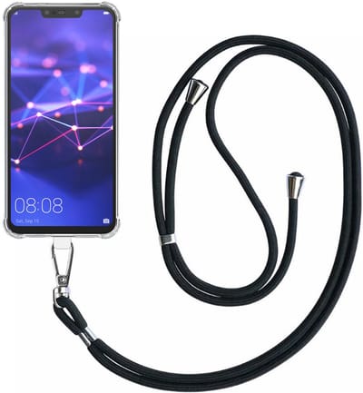 Smartphonica Telefoonhoesje Geschikt voor Huawei Mate 20 Lite Transparant Schokbestendig met Afneembaar Universeel Telefoonkoord - Backcover Case Siliconen ShockProof with Lanyard
