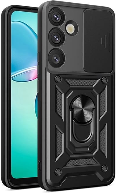 Coverup Hoesje - Geschikt voor Samsung Galaxy A57 Hoesje - Coverup Armor Ring Kickstand Back Cover met Camera Shield - Zwart