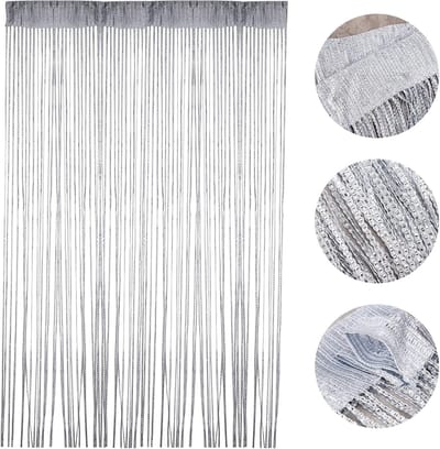 Glitter Slinger Gordijn – Deurgordijn met Pailletten – 91x200cm – Zilver & Grijs – Decoratief Vliegengordijn | Kamerverdeler, Raamdecoratie & Feest Achtergrond – ANMI
