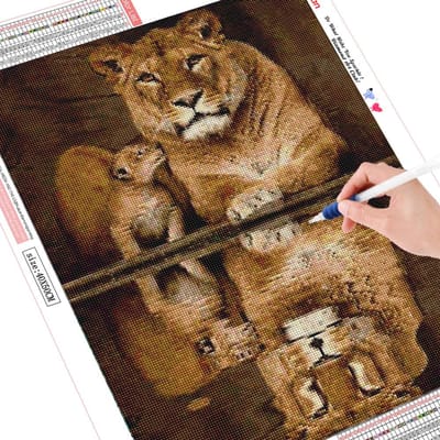 Kit Peinture Diamant Lion Broderie Diamant Affichage Complet Animal Mosaïque Diamant Strass Image 20X30 brown