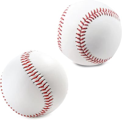 Set van 2 Handgenaaide PU Leren Honkballen, Zachte Foam Training Ballen voor Buiten, Geschikt voor Jongeren en Volwassenen van Alle Niveaus en Leeftijdsgroepen