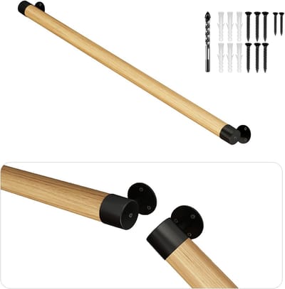 Houten Trapleuning - Wandmontage Leuning - Veilig Traplopen - Natuurlijk Hout Design - 3FT / 91 cm - Burlywood