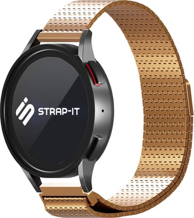 Strap-it Smartwatch bandje 22mm - Luxe metalen mesh bandje - geschikt voor Samsung Galaxy Watch 1 46mm / Watch 3 45mm / Gear S3 - Vantage M / Grit X - OnePlus - Huawei Watch GT 1/2/3/4 46mm / GT 5 (Pro) - 46mm / GT 2 Pro / 3 (Pro) - rosé goud